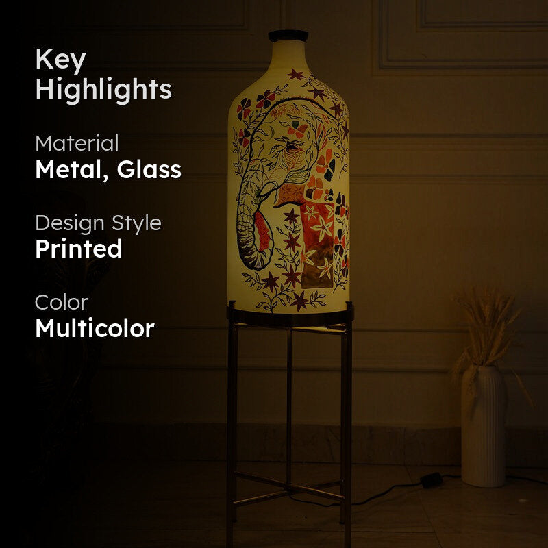 Pachyderm Luxe Hand Painted Glass Floor Lamp With Stand media 2