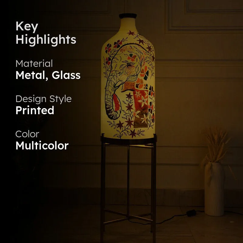 Pachyderm Luxe Hand Painted Glass Floor Lamp With Stand media 2