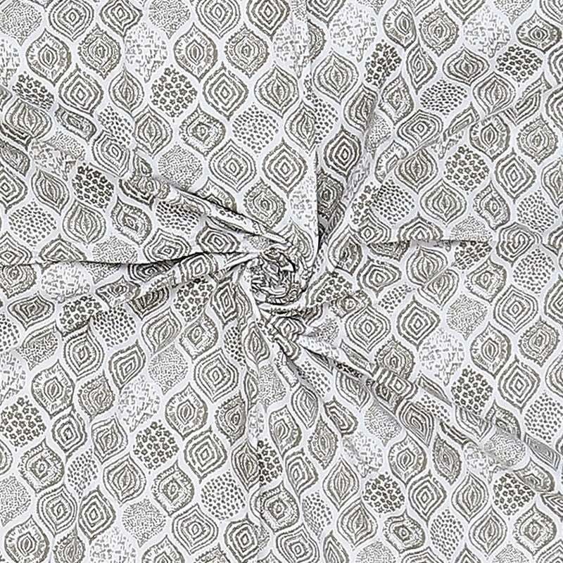 Monte Carlo Desiora Motif Print Polycotton Reversible Dohar (Light Grey) - 150 GSM media 6