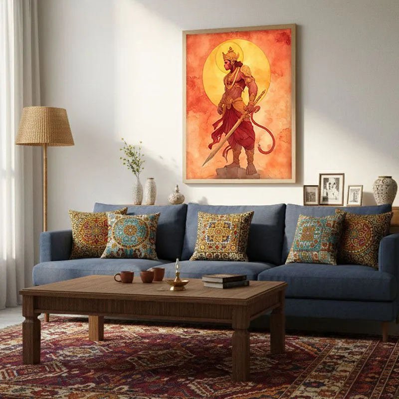 Divine Strength Sri Hanuman I Archival Paper Wall Art - Natural Brown Frame media 3