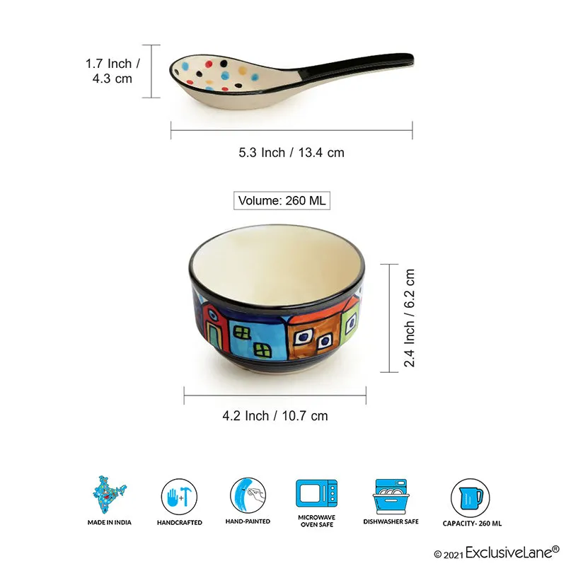 Coastal Cottage Handpainted Ceramic Soup Bowl With Spoon (260 mL) - Four Piece Set media 6