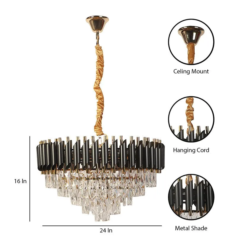 Auristra Crystal Cluster Chandelier - Black & Gold media 9