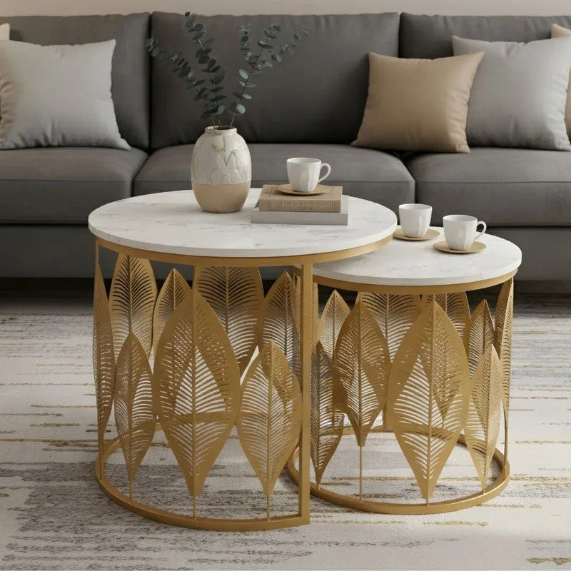 Kairo Curve Accent Table (Brown & White) - Set Of Two media 6