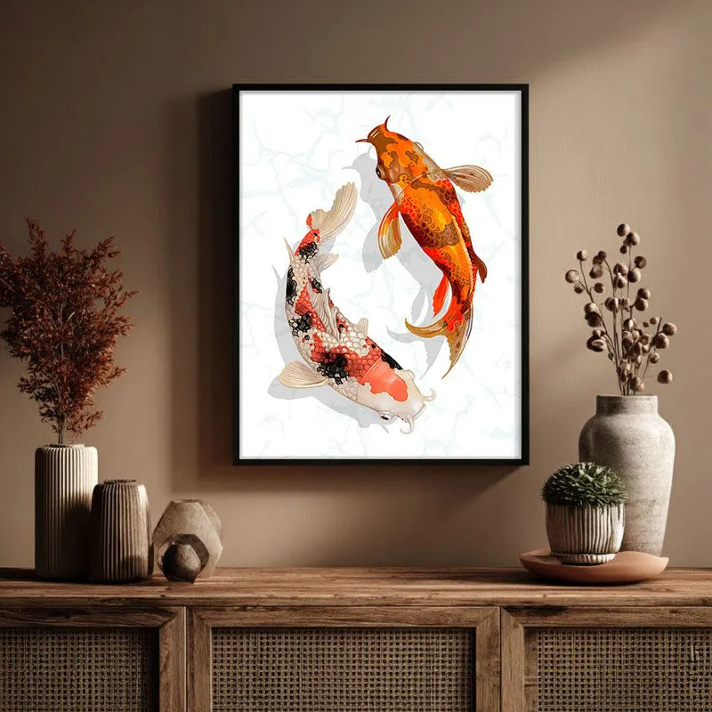 Koi Harmony Archival Paper Wall Art With Frame media 3