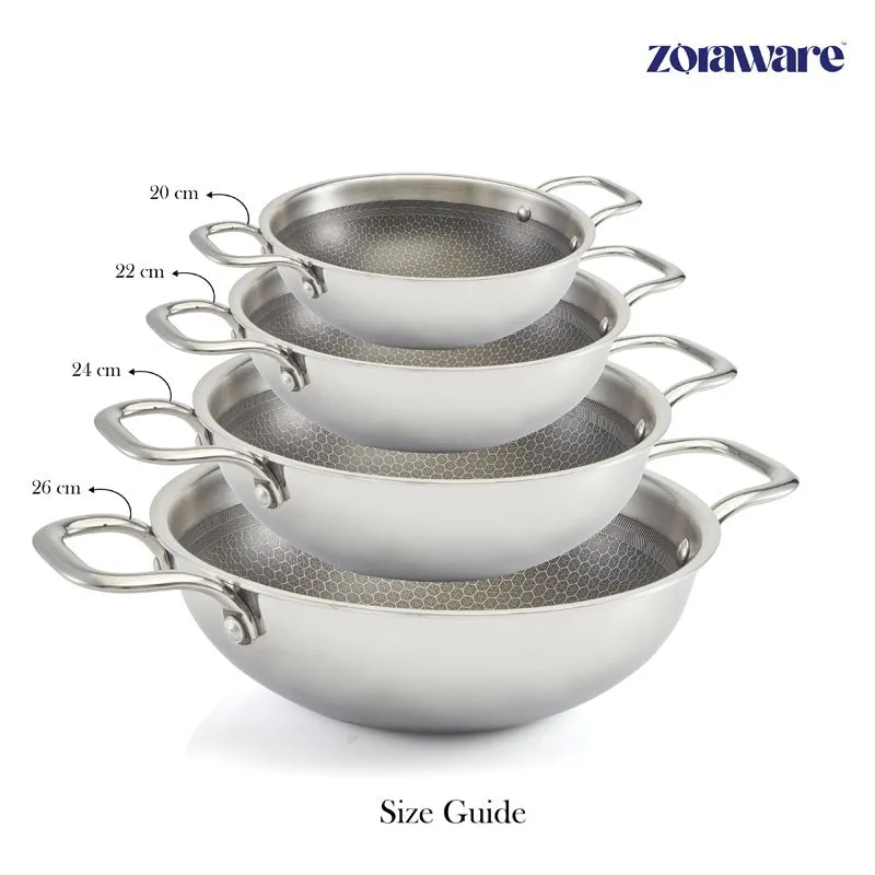 Zoraware Kadhai With Lid - 2200 mL/ 22 CM media 9