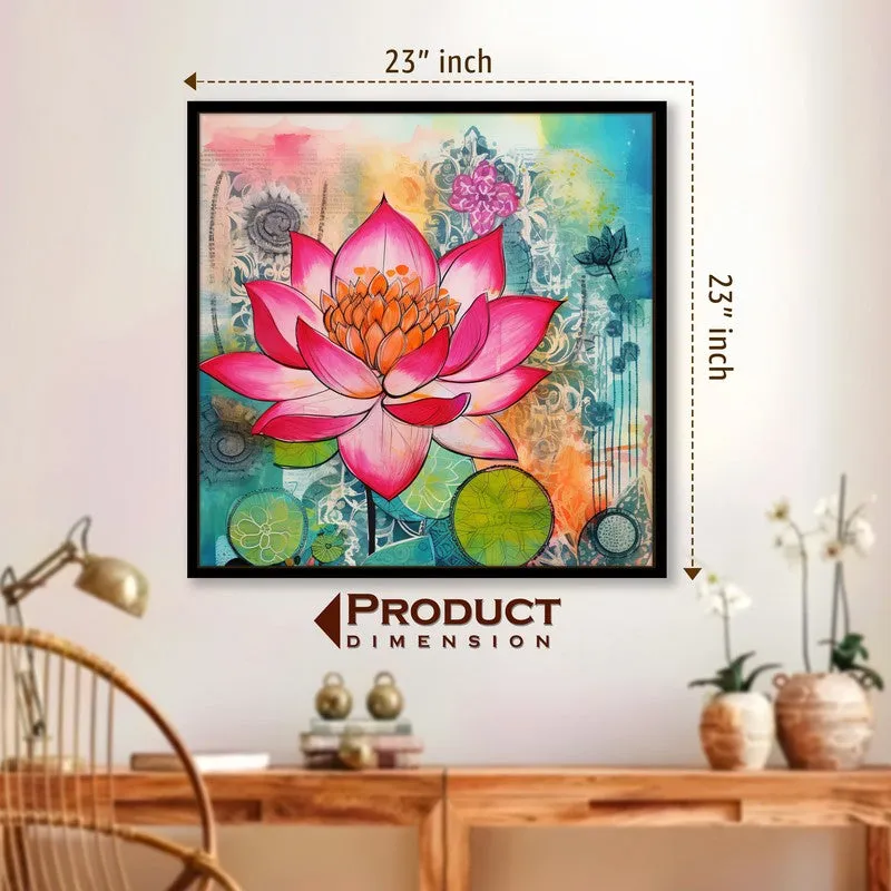 Fuchsia Lotus Wall Art With Frame media 8