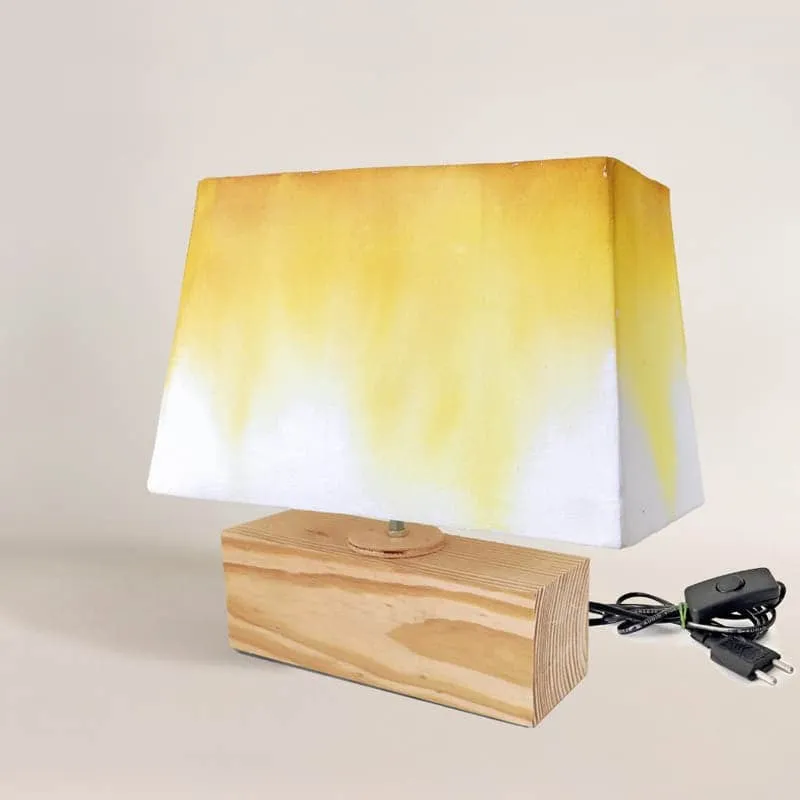 Grady Glow Recto Handpainted Fabric Table Lamp - Yellow,White,Brown media 3