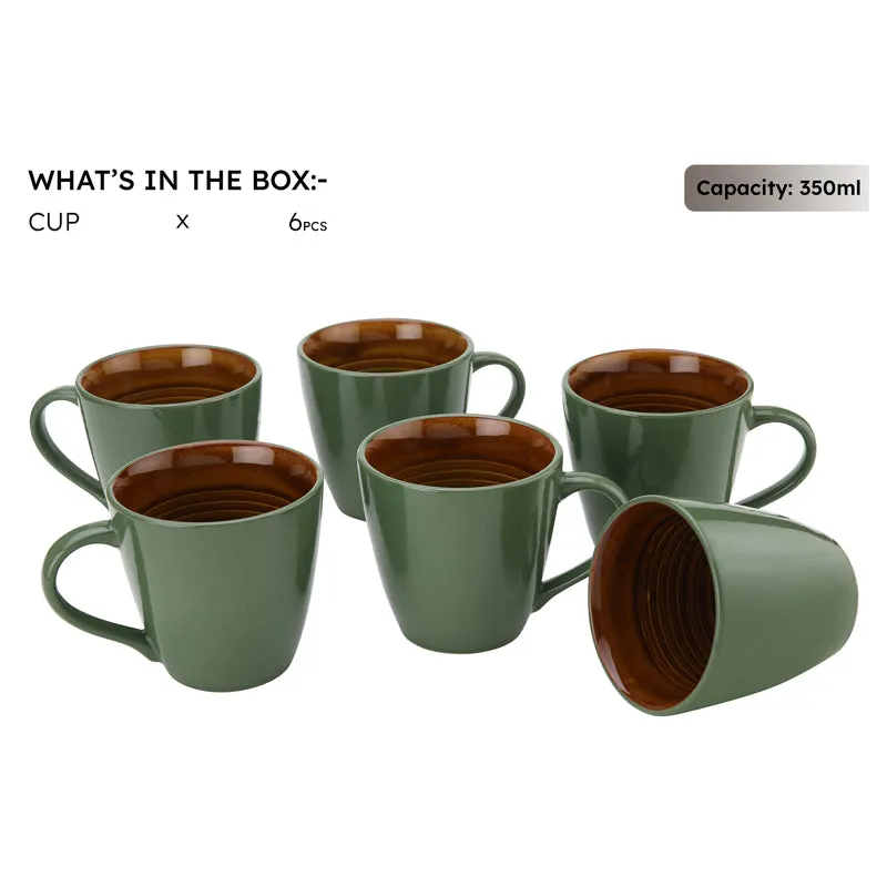 Karvaa Ceramic Coffee Mug (Forest Green/350 mL Each) - Set Of Six media 4