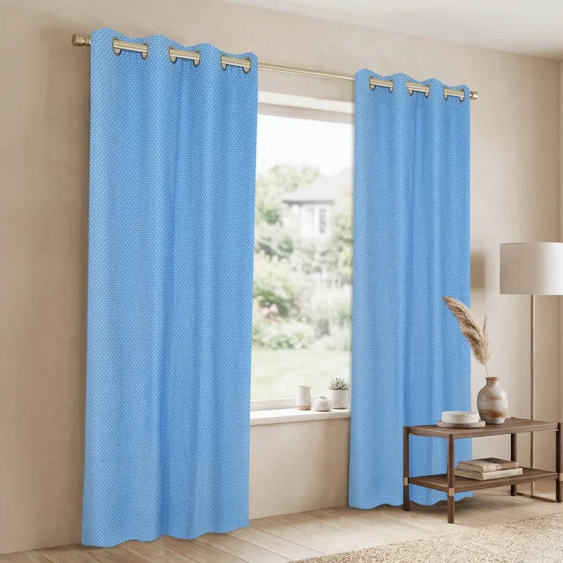 Form Ease Cotton Room Darkening Curtains (Blue) - Set Of Two media 4