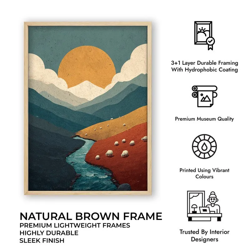 Suncrest Valley Canvas Wall Painting - Brown Frame media 10