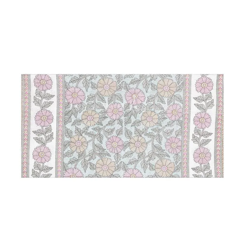 Neeraja Floral Diwan Set (Light Blue) - Eight Piece Set media 4