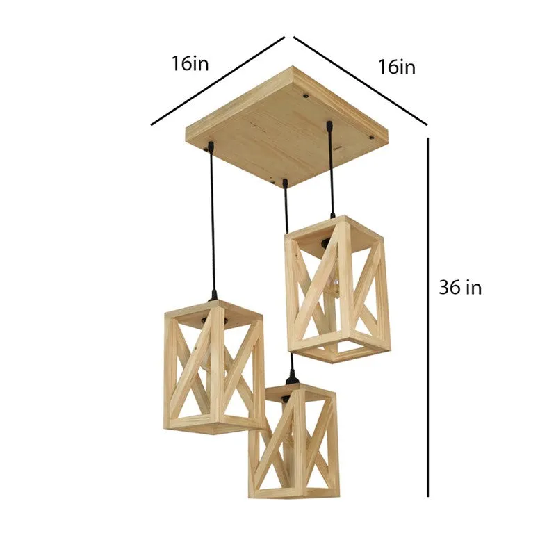 HexaCage Illume Wooden Ceiling Lamp - Beige media 8