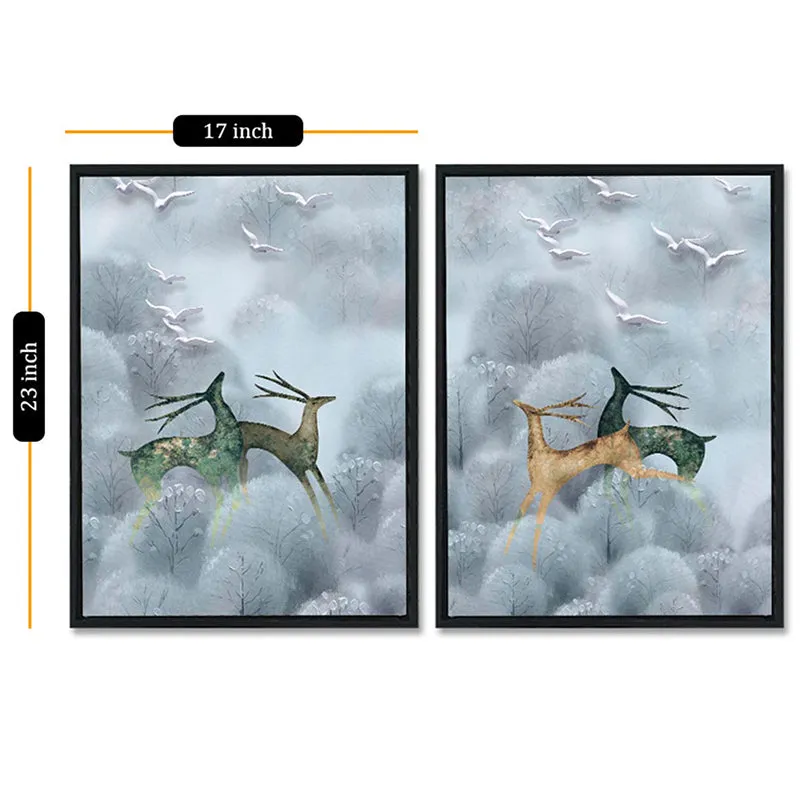 Smokey Stags Wall Art - Set Of Two media 3