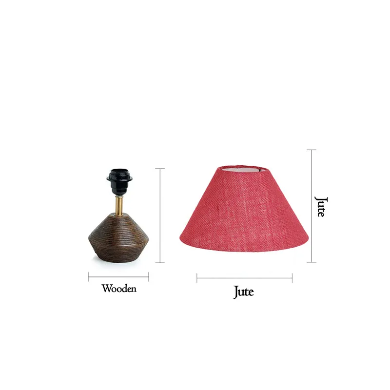 Yami Cone Wooden Table Lamp With Jute Shade - Brown,Pink media 7