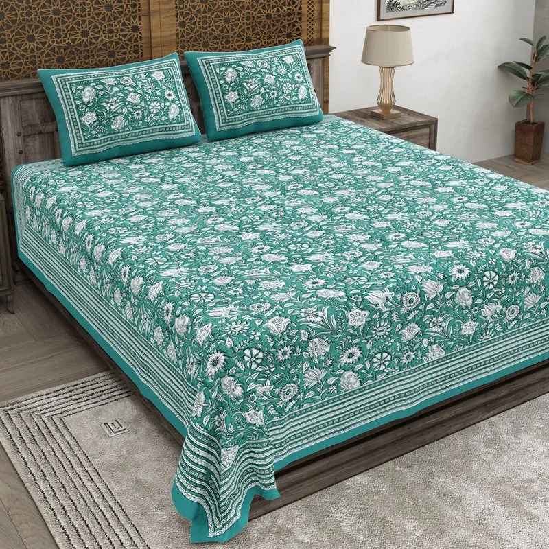 Patterny Cotton Bedsheet (Green) - 240 TC media 1