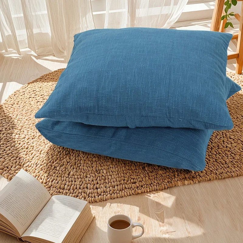 Woven Cotton Cushion Cover Blue - Set Of Two media 1