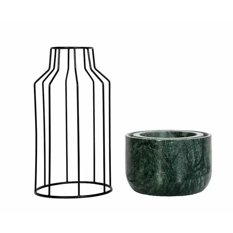 Black Mesh Eartha Hand Crafted Marble Planter - Green media 4