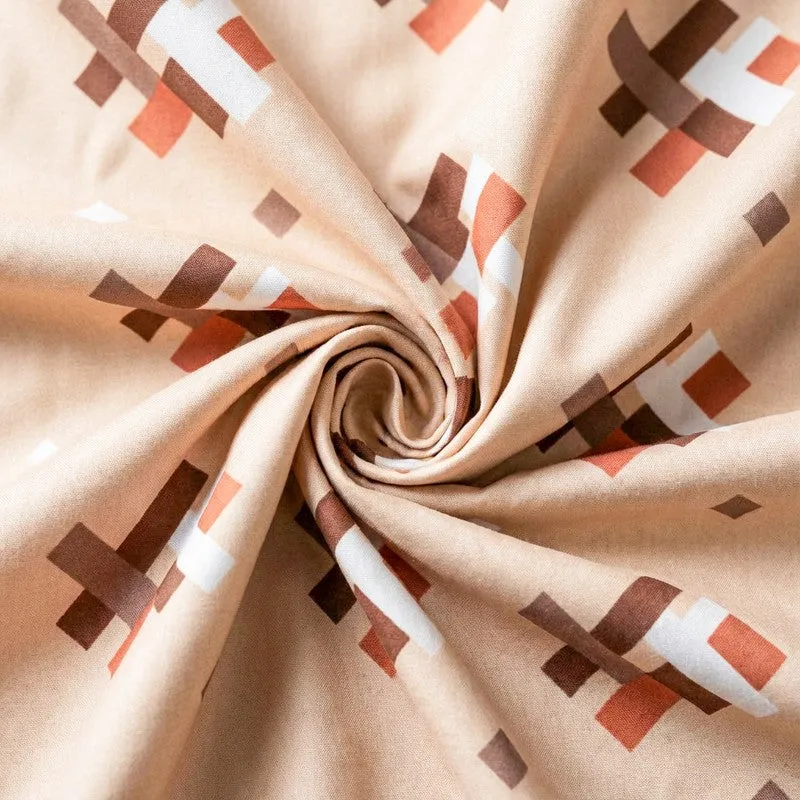Criss Cross Chrome Cotton Bedsheet (Orange) - 144 TC media 5