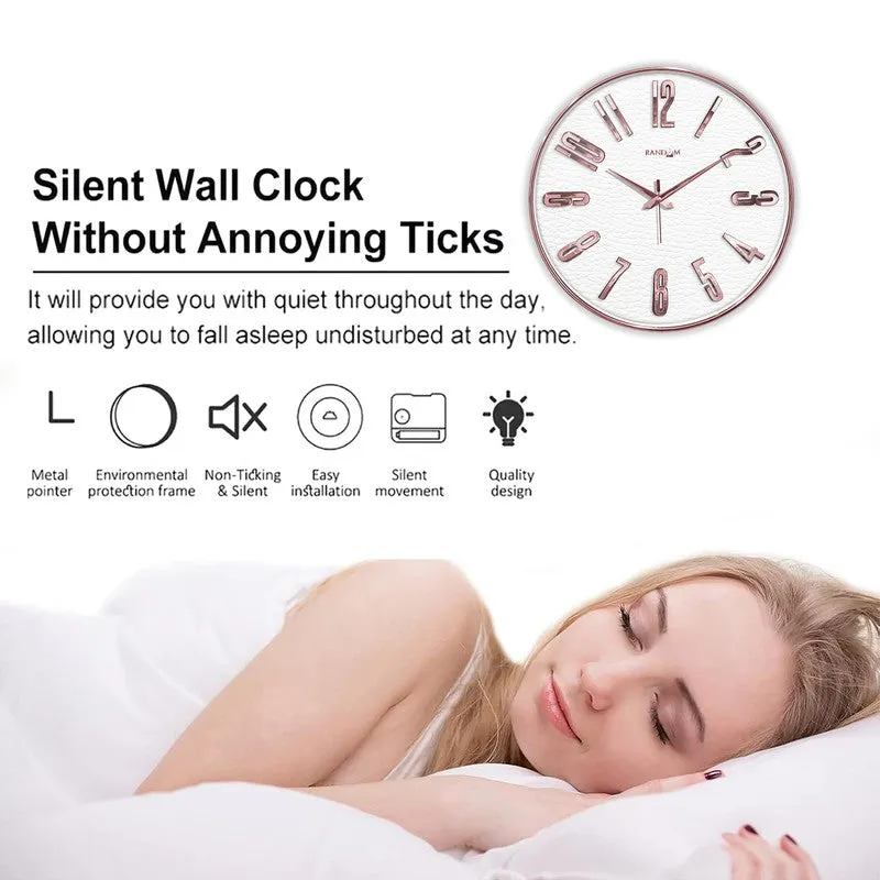Elite Numeric Plastic Wall Clock - White & Rose Gold media 6