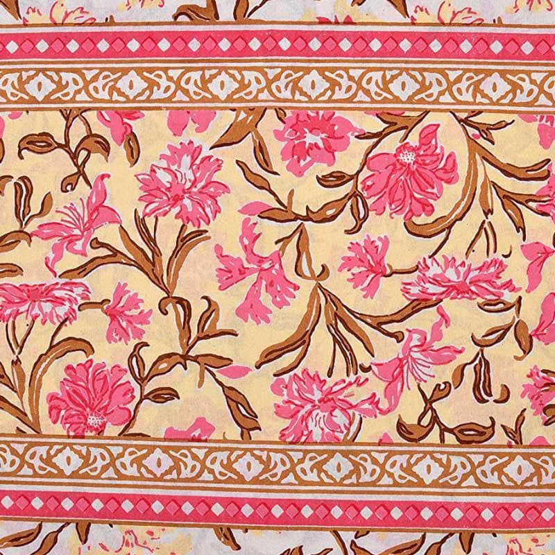 Folk Floral Fiesta Cotton Bedsheet (Orange) - 180 TC media 6