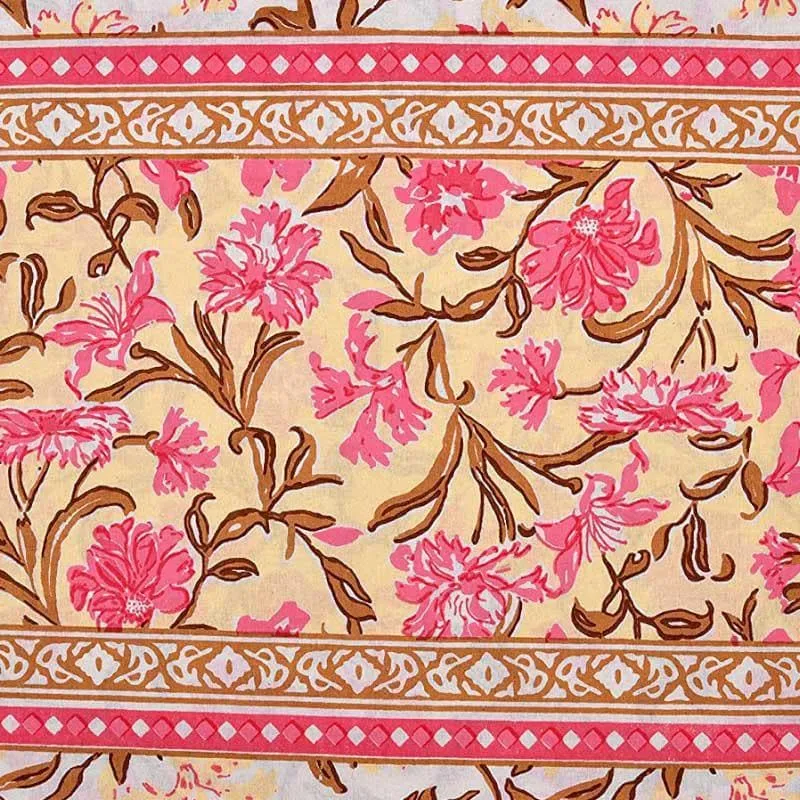 Folk Floral Fiesta Cotton Bedsheet (Orange) - 180 TC media 6