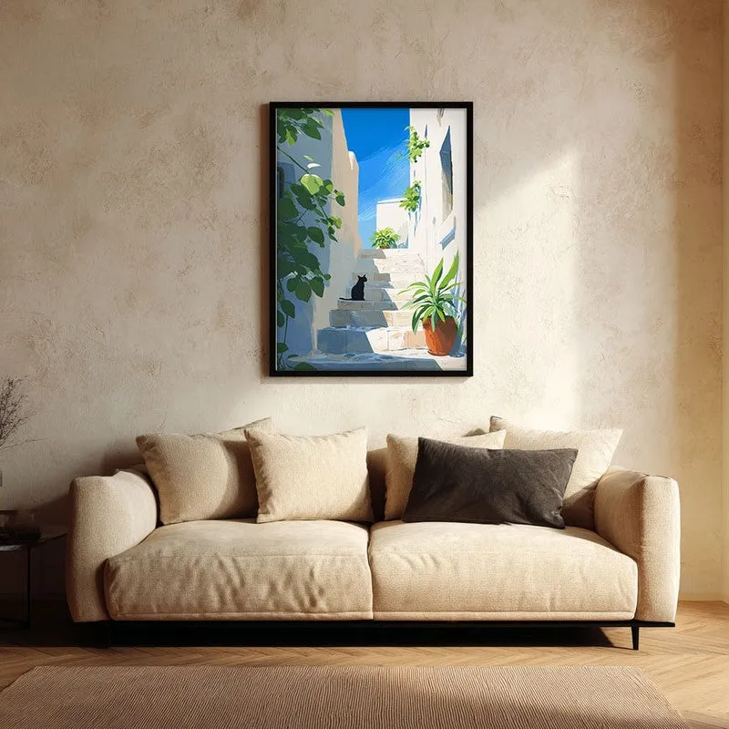 Shadow Stair Canvas Wall Painting - Black Frame media 1
