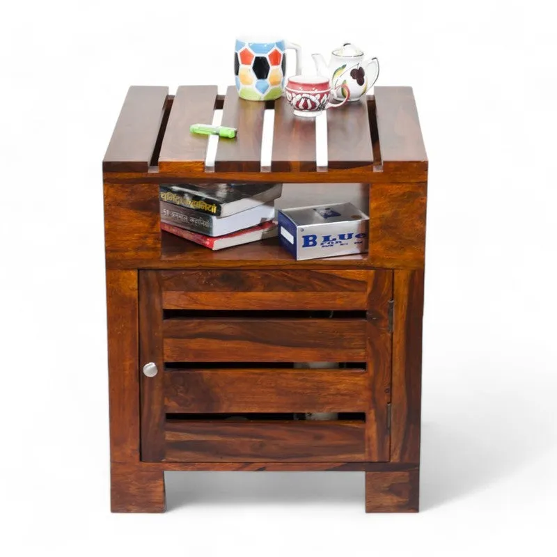Wverix Sheesham Wooden Side & Bedside Table - Dark Brown media 6