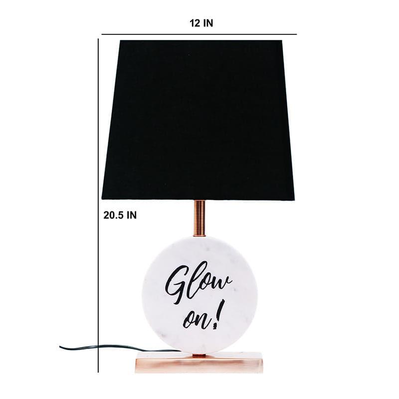 Glow On Marble & Copper Base Fabric Table Lamp - Blue media 5
