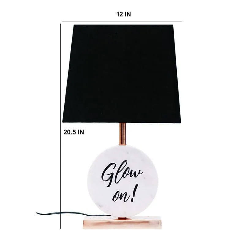 Glow On Marble & Copper Base Fabric Table Lamp - Blue media 5
