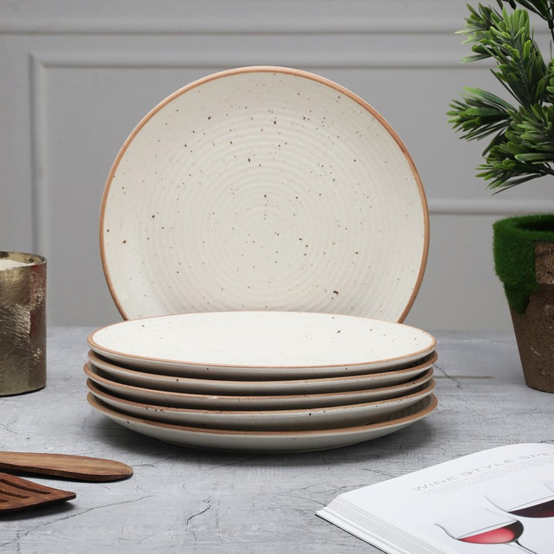Brownline Off White Stoneware Dinner Plate - Set Of Six