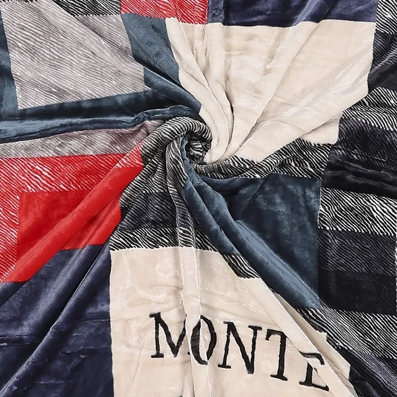 Monte Carlo Urban Color Block Blanket (Red,Grey) - 597 GSM media 6