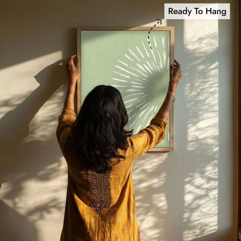 Pastel Sunray Canvas Wall Painting With Brown Frame media 8
