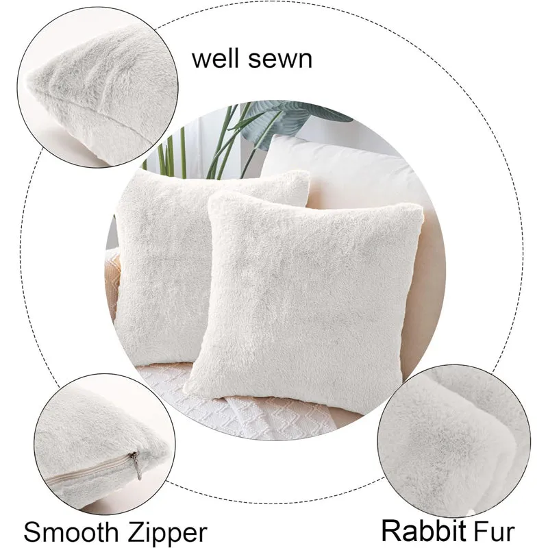 Fur Dual Cushion Cover Set (White) - Set Of Two media 5