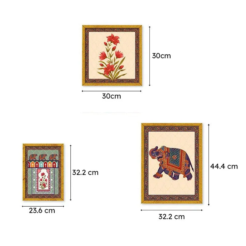 Vivid Indian Heritage Canvas Wall Art With Frame - Set Of Seven media 4