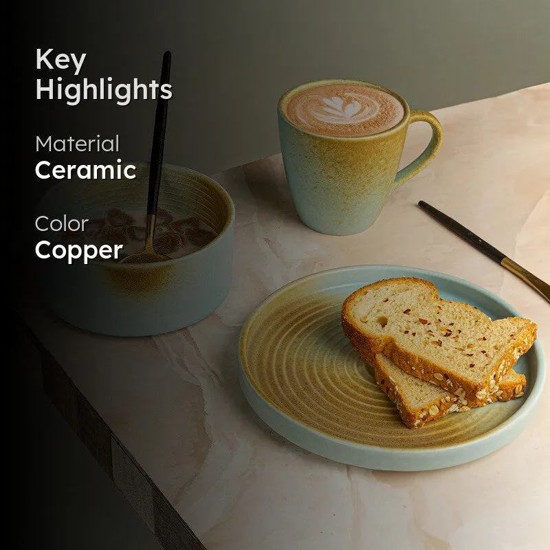 Aqua Sunrise Ceramic Tea Set (Copper) - Three Piece Set media 2