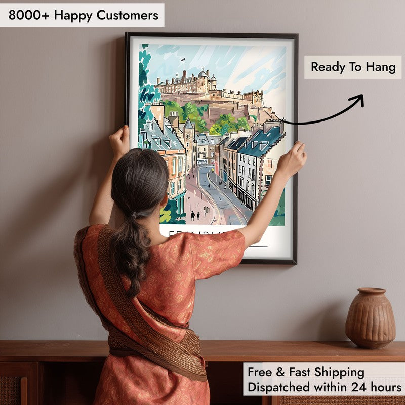 Vintage Edinburgh Framed Canvas Wall Painting media 6