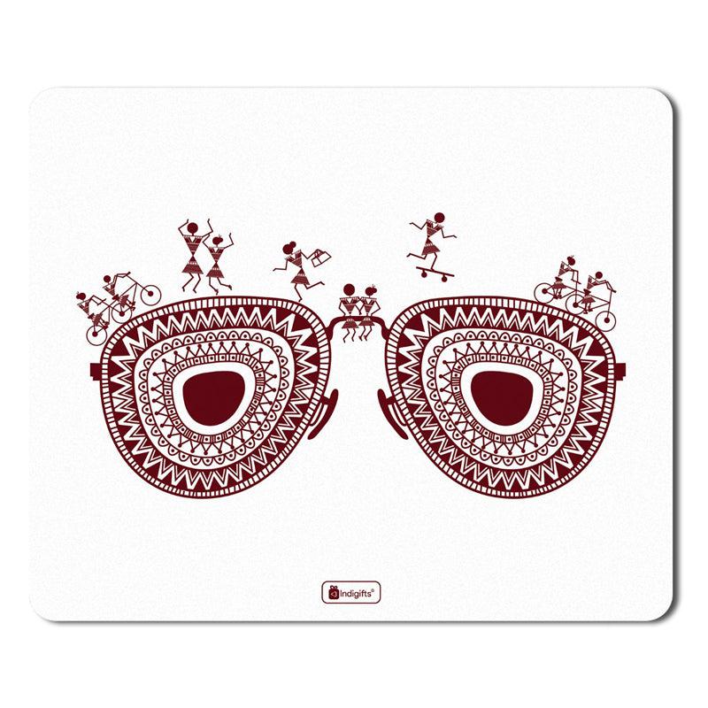 Warli Hippie Mouse Pad - White media 3