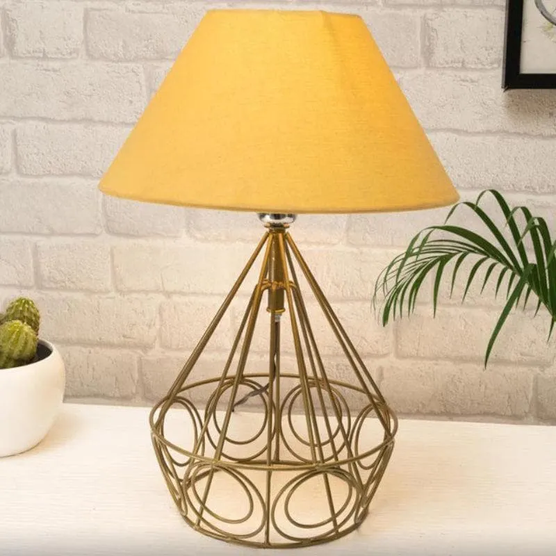 Farmhouse Fabric Table Lamp - Yellow,Gold media 3