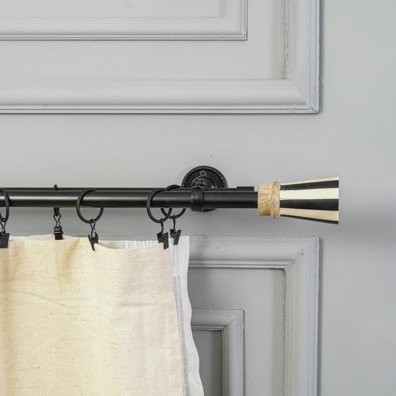 Zebra Duo Extendable 1" Double Curtain Rod With Urn Finial & Brackets media 4
