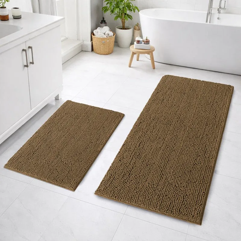 MonoSoft Microfiber Bath Mats (Brown) - Set Of Two media 1