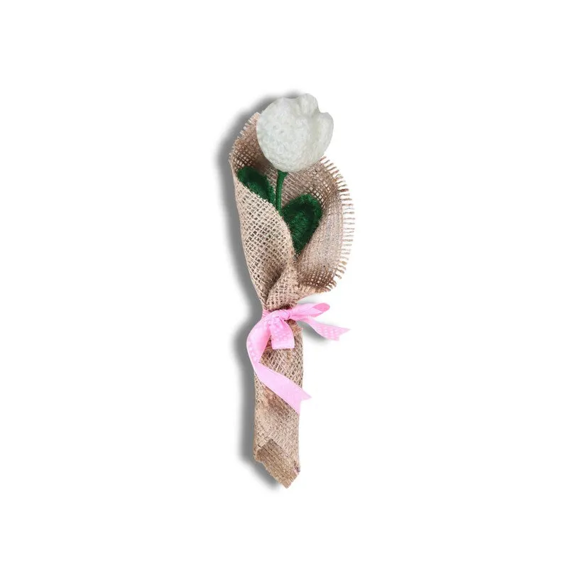 Crochet Handmade Tulip Bouquet - White media 3