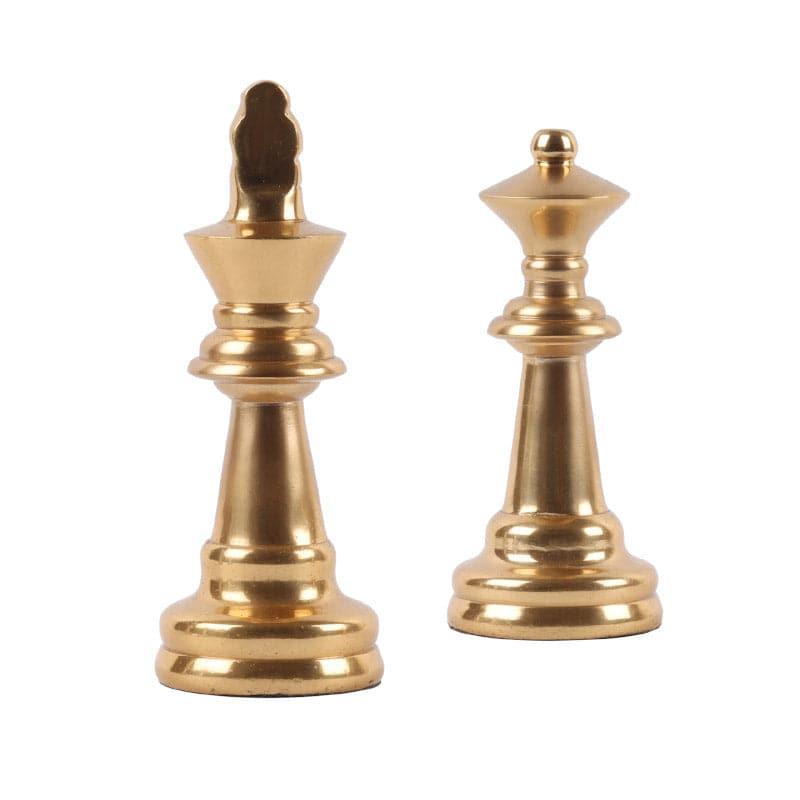 Chess Charm Aluminium Queen Showpiece (Gold) - Set Of Two media 4