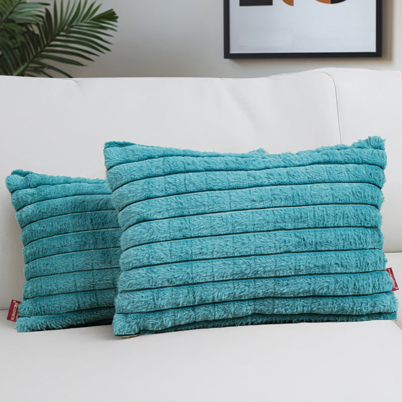Frost Waffle Blue Cushion Cover (Rectangle)  Set of Two media 4