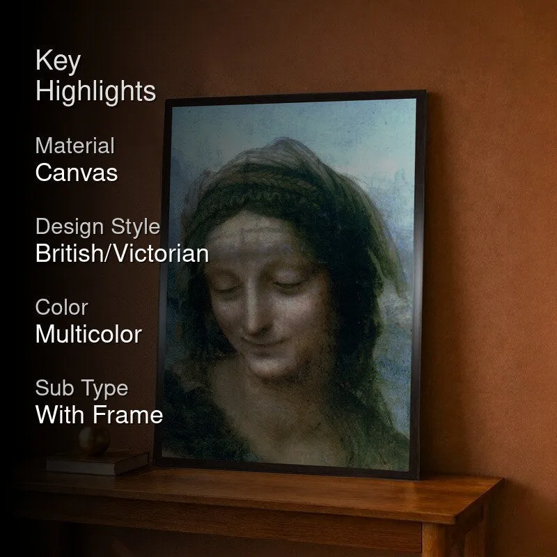 Framed portrait wall art on a brown wall with a dark overlay panel