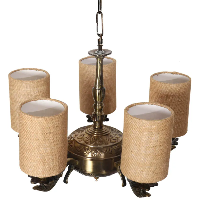 Baroque Cylindrical Golden Antique Ceiling Lamp media 3