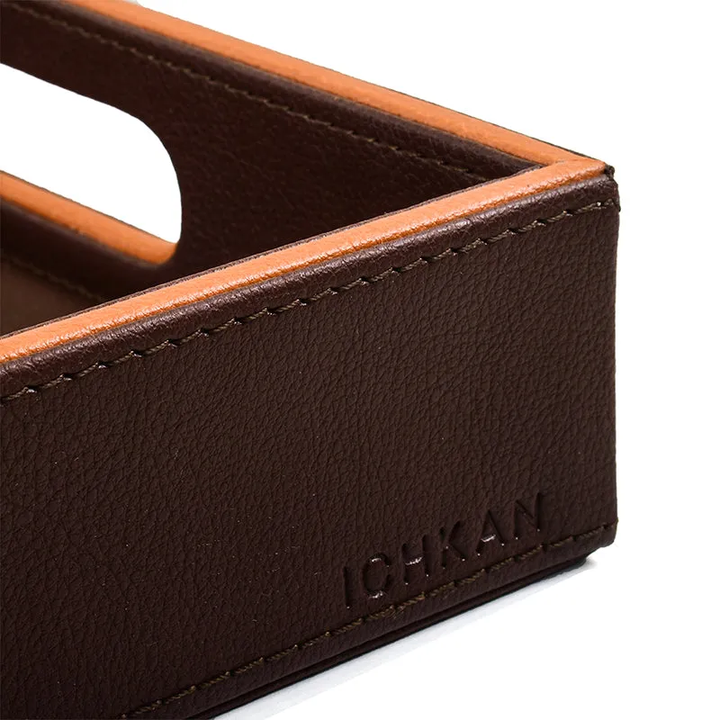 Tisca Faux Leather Serving Tray (Brown) - Set Of Two media 5