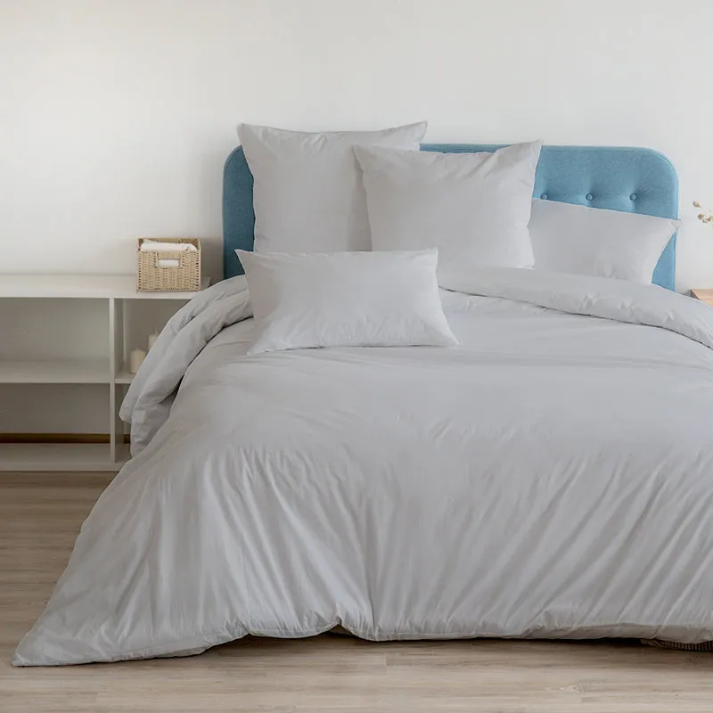 Amelia 100% Cotton Satin Weave Duvet Cover With Pillow Covers - Light Grey media 3