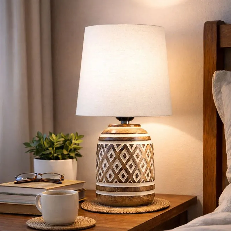 CleanEdge Wooden Table Lamp - White media 3