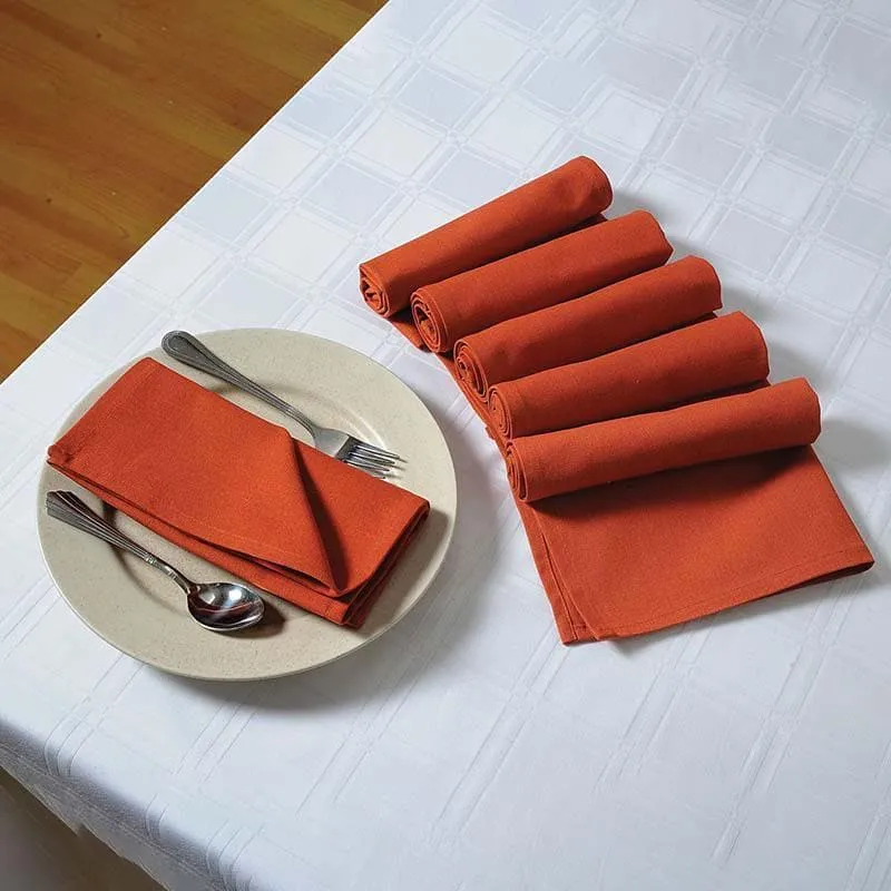 Swayam Rust Orange Cotton Dinner Napkins - Set Of Six media 1