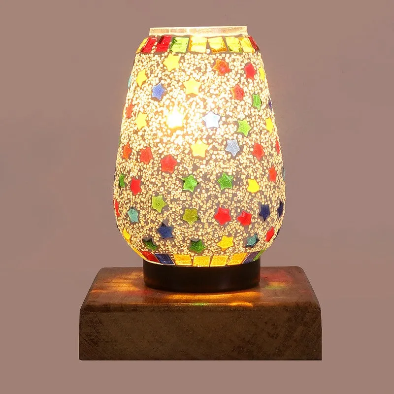 Feriona Glass Table Lamp With Wooden Base - Multicolor media 7